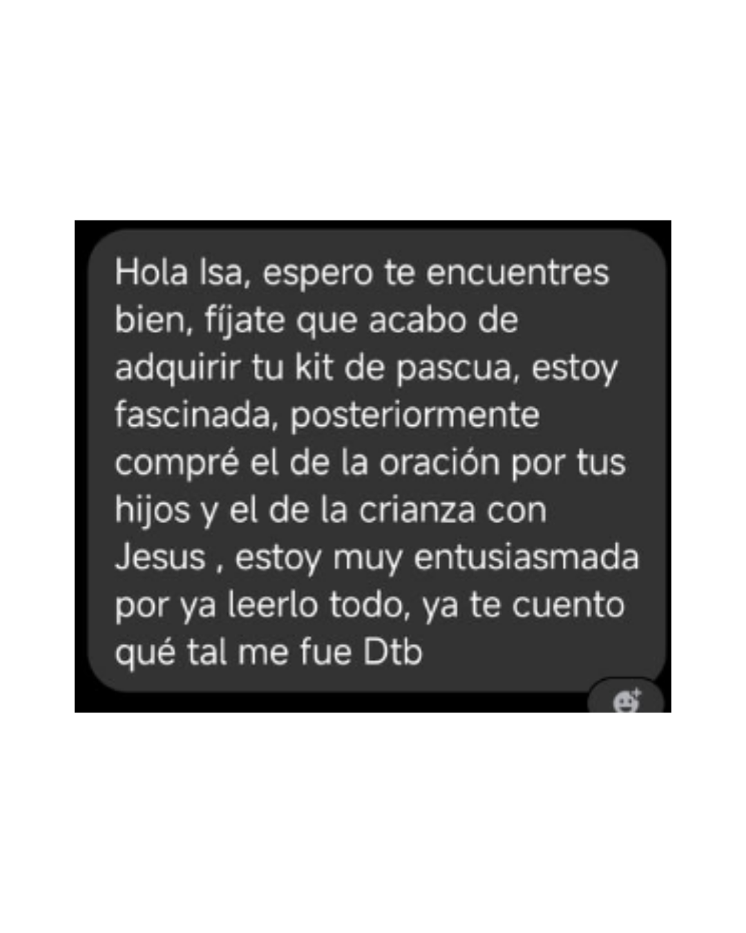 Mensaje de agradecimiento de la comunidad